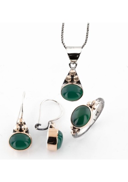 Yeşim Taşlı Gümüş Otantik Set
