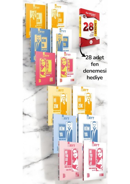 2026 TYT & AYT Fen Bilimleri TYT - AYT Fizik - Kimya - Biyoloji Ders Notları ve Soru Bankası 12'lı Set modelleri