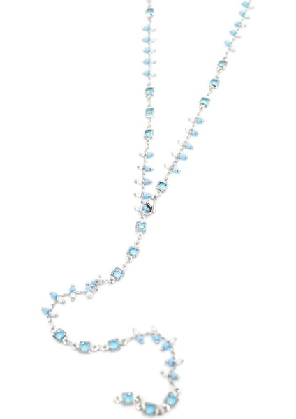 Mavi Taşlı Y Kolye - Gümüş fiyatları