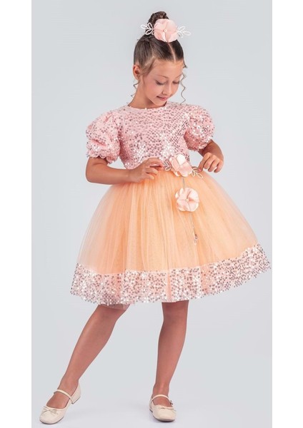 Kız Çocuk Etek Ucu Pullu Venna Abiye Elbise M00761 fiyatları