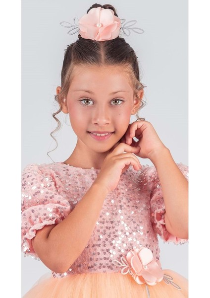 Kız Çocuk Etek Ucu Pullu Venna Abiye Elbise M00761 modelleri