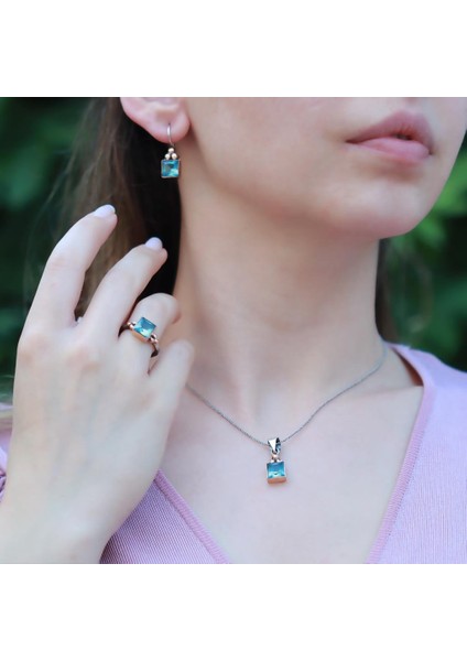 Aqumarin Taşlı Otantik Set