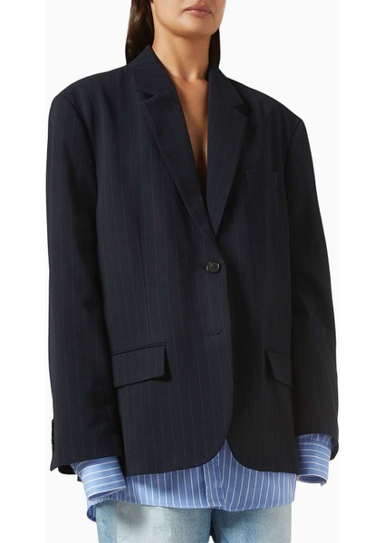 Oversized Blazer - Kırmızı - 97% Viskon, 3% Elastan - Modern Katmanlı Tasarım