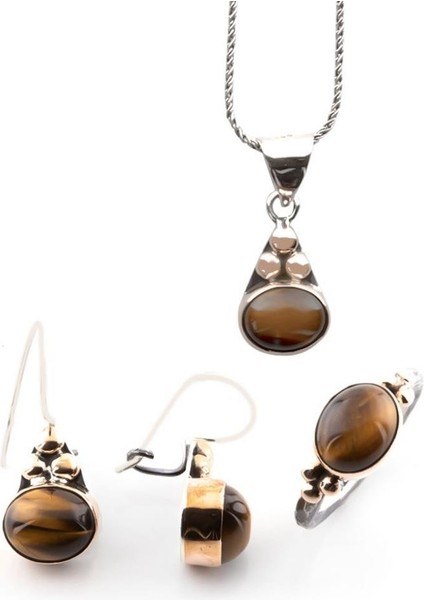 Kaplan Gözü Gümüş Otantik Set