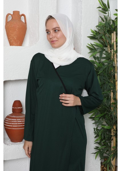 Yandan Bağlamalı Düz Renk Kruvaze Kadın Namaz Elbisesi Sabahlık fırsatları