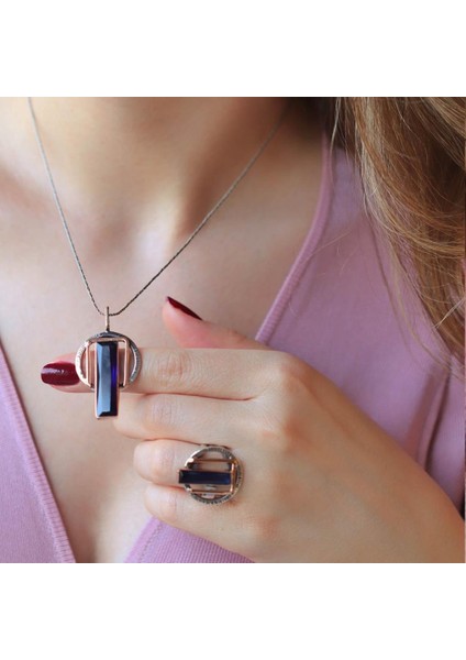Kök Safir Taşlı 925 Ayar Gümüş Otantik Tasarım Set fırsatları