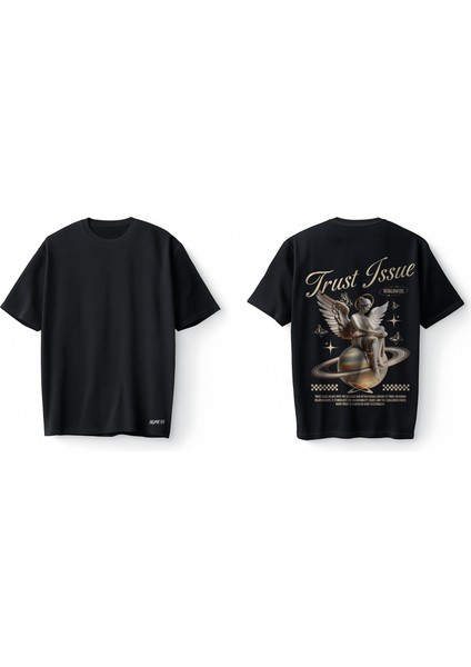 Trust Issue Angel Saturn Graphic Oversize Unisex Tişört T-Shirt modelleri
