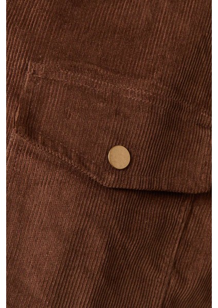 Denim Gömlek Ceket - Kahverengi - Gradient Yıkamalı - Uzun Kollu - Iki Ön Cepli fırsatları