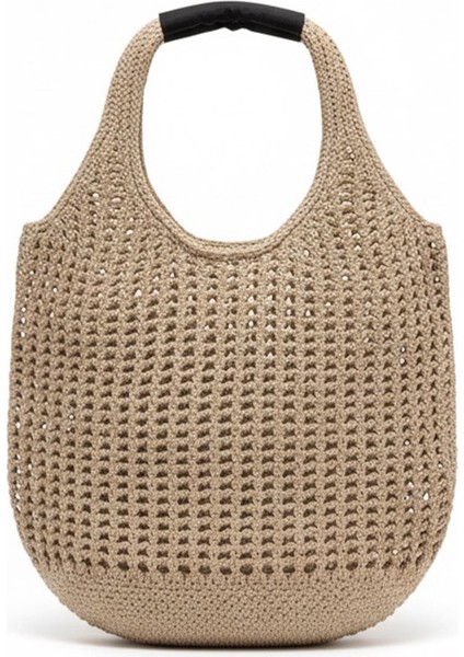 Kadın Camel Crochet Edition Örgü Tote Omuz Çantası fiyatları