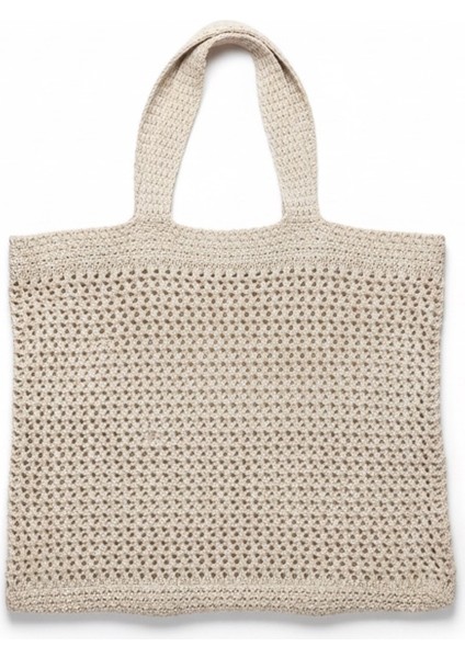 Kadın Krem Crochet Edition Örgü Tote Omuz Çantası fiyatları