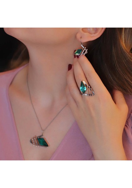 Peridot Taşlı Gümüş Otantik Set