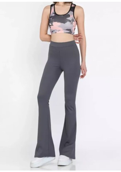 Yüksek Bel Kemerli Ispanyol Geniş Paça Dalgıç Kumaş Tayt