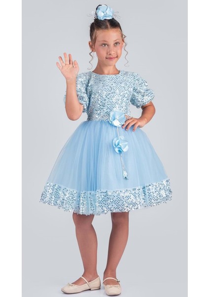 Kız Çocuk Etek Ucu Pullu Venna Abiye Elbise M00761 fiyatları