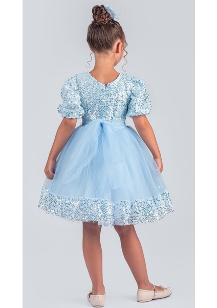 Kız Çocuk Etek Ucu Pullu Venna Abiye Elbise M00761 modelleri