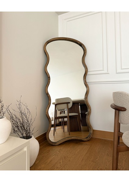 Doğal Ahşap Çerçeveli Bulut Model 180X80 cm ( Ceviz ) Ayaklı Boy Aynası fiyatları