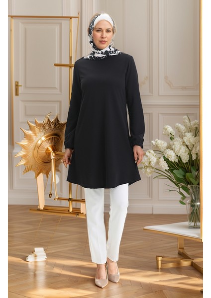 Sade Tunik Kol Ucu Lastikli Tunik Tesettür Tunik