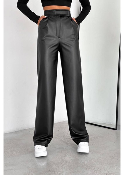 Kadın Siyah Cırtlı Içi Polarlı Deri Pantolon– Yüksek Bel & Güçlü Stil modelleri