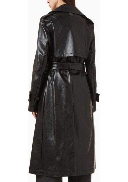 Siyah Bedenli Kaban - Suni Deri - %100 Polyester - Ayarlanabilir Kemerli, Şık Tasarım fırsatları