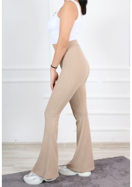 Yüksek Bel Kemerli Ispanyol Geniş Paça Dalgıç Kumaş Tayt fiyatları