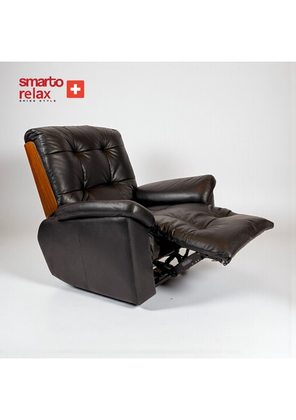 Relax TV Koltuğu Zürih VIP Elektrikli Sırt Dayanağı Kontrol Panelli Ergonomik Siyah Deri Dekoratif Baba Koltuğu modelleri
