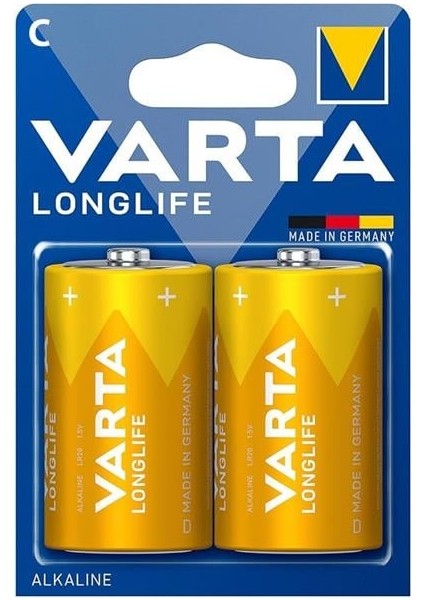 Longlife Power Alkalin Orta Boy C Pil (2'li Paket)