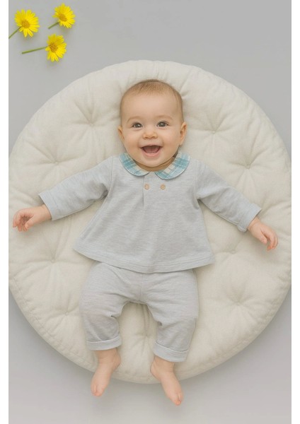 Fiyonklu Yaka Detaylı 2’li Bebek Takımı