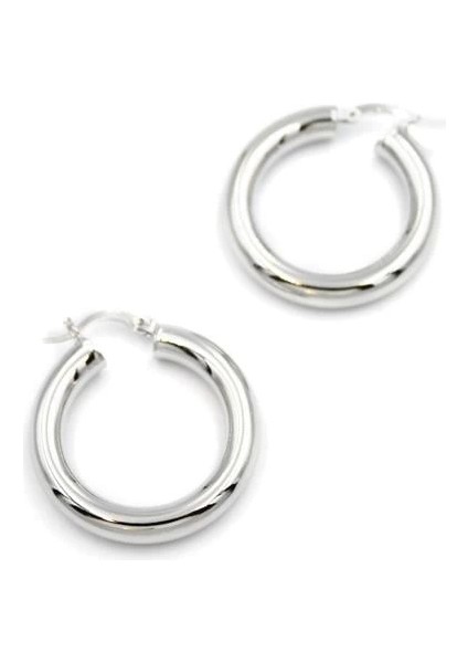 Büyük Boy Halka Küpe - Gümüş