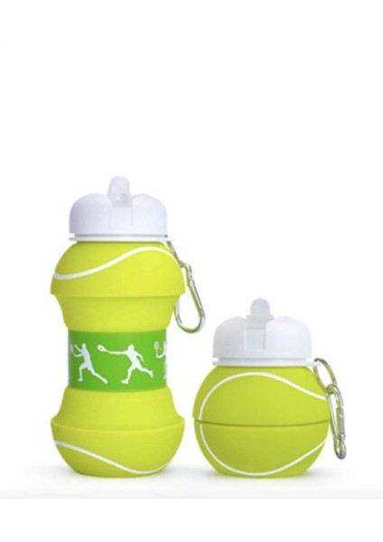 Tenis Topu Şekilli Akordiyon Su Şişesi Pratik Kullanımlı Su Şişesi