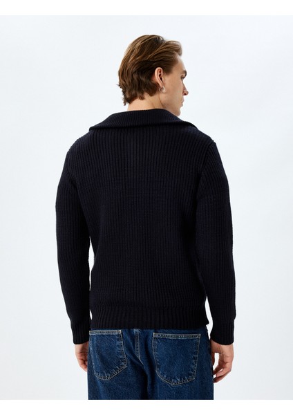 Uzun Kollu Basic Yarım Fermuarlı Triko Kazak fırsatları