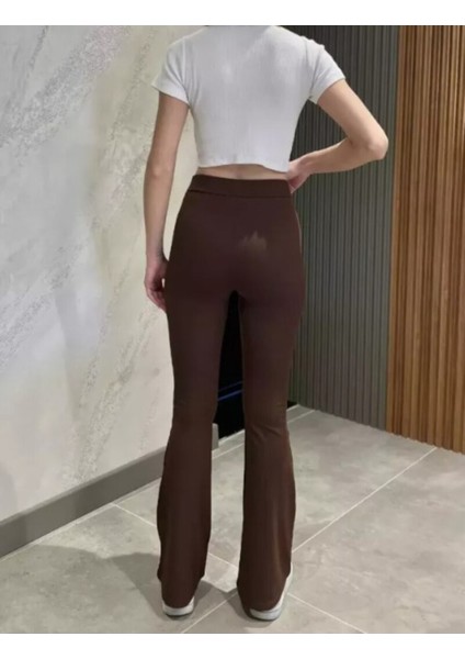 Yüksek Bel Kemerli Ispanyol Geniş Paça Dalgıç Kumaş Tayt modelleri