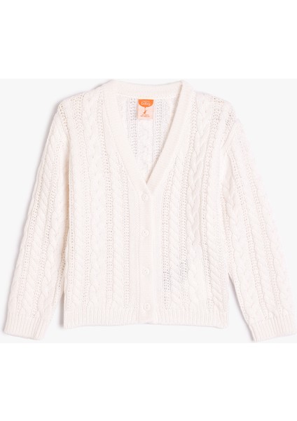 Basic Triko Hırka V Yaka Uzun Kollu Düğme Kapamalı