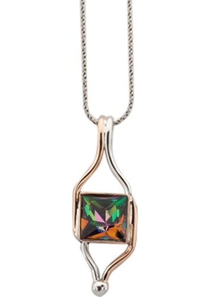 El Işi Tasarım Mistik Topaz Taşlı Gümüş Otantik Kolye