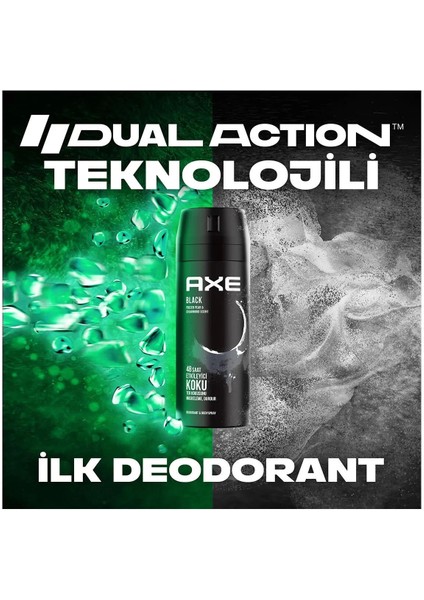 3 Adet Axe Erkek Deodorant & Bodyspray Black 48 Saat Etkileyici Koku Vücut Spreyi 150 ml indirimleri