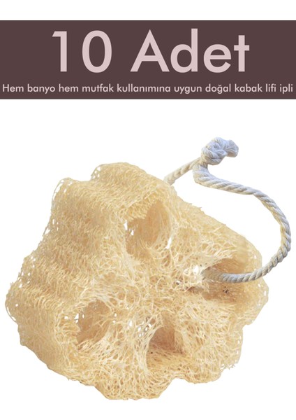 10 Adet Kabak Lifi Doğal Bulaşık Süngeri Banyo Kesesi Loofah Sponge Ipli Kabak Kesesi Kalın Büyük
