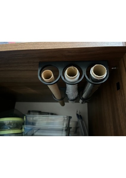 Mutfak Dolap Içi Rulo Tutucu Siyah Renk (Aliminyum Folyo,pişirme Kağıdı) 3 Lü Bölmeli modelleri