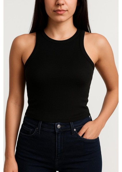 %100 Pamuk Halter Yaka Pamuk Fitilli Atlet – Basic & Rahat Kadın Üst fiyatları