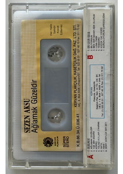 Sezen Aksu Ağlamak Güzeldir Kaset (Orjnal 1987 Dönem Kağıt Baskı Kaset) fiyatları