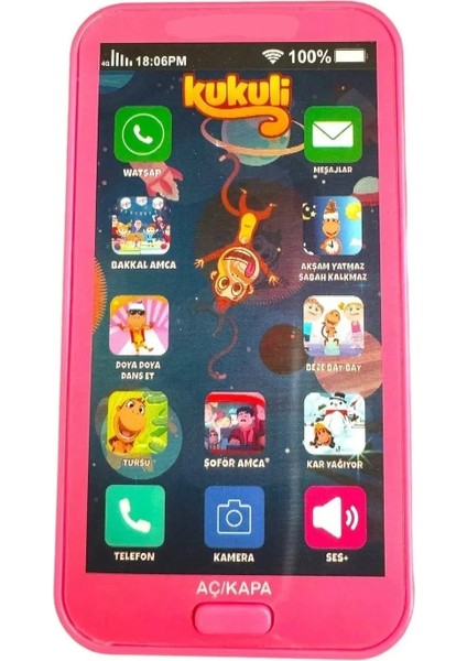 Oyuncak Telefon Dokunmatik 12FONKSIYONLU Türkçe Işıklı Müzikli Kukuli Oyuncak Telefon Yeni Müzikli