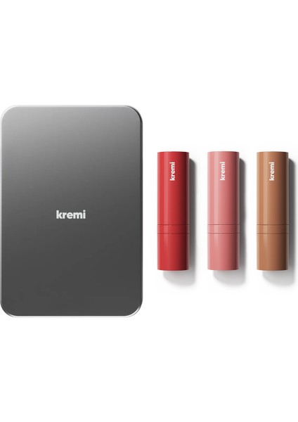 Allık Ruj Göz Farı Kiss&blush 3lü Set Metal Kutu I Makyaj Makeup | Stick | Seramid Skualen Vitamin E