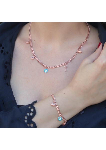 Rose Gold Kaplama 2'li Gümüş Dilek Seti