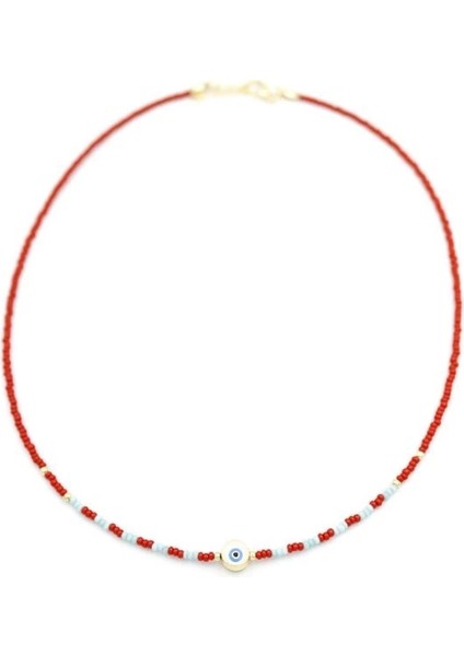 Boncuk Göz Kolye - Bordo