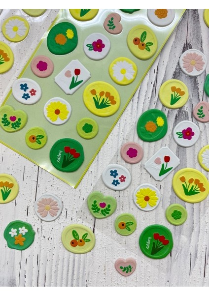 3D Kabartmalı 18 Adet Yeşil Paket Mühür Desenli Sticker / Etiket / Çıkartma fiyatları