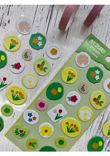 3D Kabartmalı 18 Adet Yeşil Paket Mühür Desenli Sticker / Etiket / Çıkartma modelleri