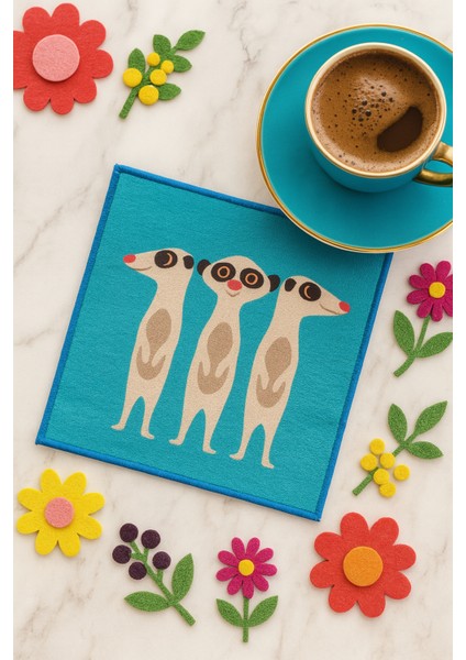 2’li Dijital Baskılı Nakış Detaylı Kokteyl Peçete Ds3