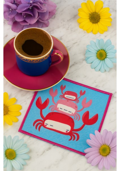 2’li Dijital Baskılı Nakış Detaylı Kokteyl Peçete Ds5