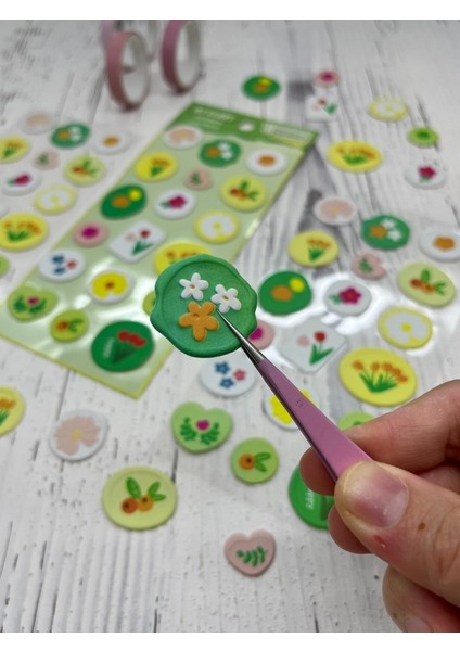 3D Kabartmalı 18 Adet Yeşil Paket Mühür Desenli Sticker / Etiket / Çıkartma indirimleri