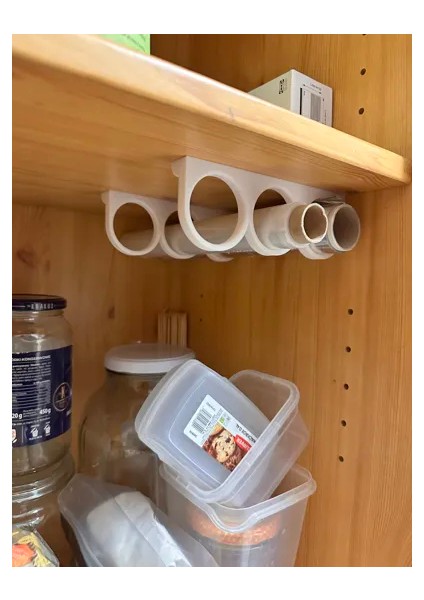 Mutfak Dolap Içi Rulo Tutucu Siyah Renk (Aliminyum Folyo,pişirme Kağıdı) 3 Lü Bölmeli