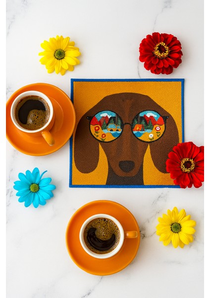 2’li Dijital Baskılı Nakış Detaylı Kokteyl Peçete DS19