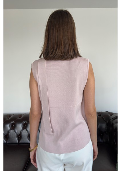 Dantelli Premium Bağlamalı Yelek- Pudra indirimleri