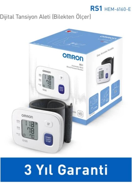 Gelişmiş Intellisense Özelliği ve 3 Yıl Garantili ,RS1INTELLISENSE Bilekten Dijital Tansiyon Aleti, HEM-6160-E modelleri